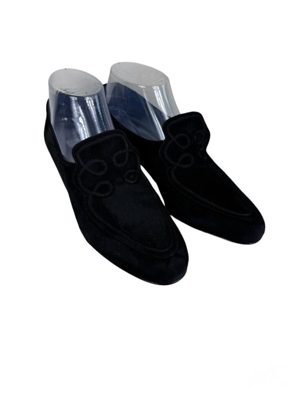 D'Rossana Vintage Black Suede Leather Slip On‎ Heeled Loafers Made In Italy 7.5M